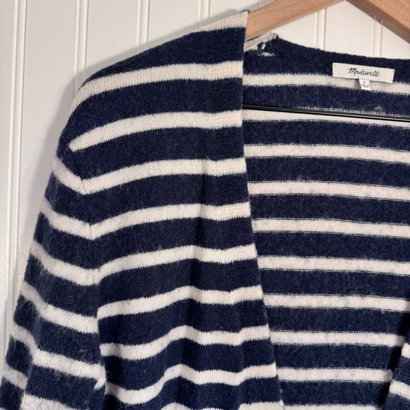 Madewell Merino Wool/Alpaca Blend Blue & White Striped Cardigan Size Small - Picture 2 of 7